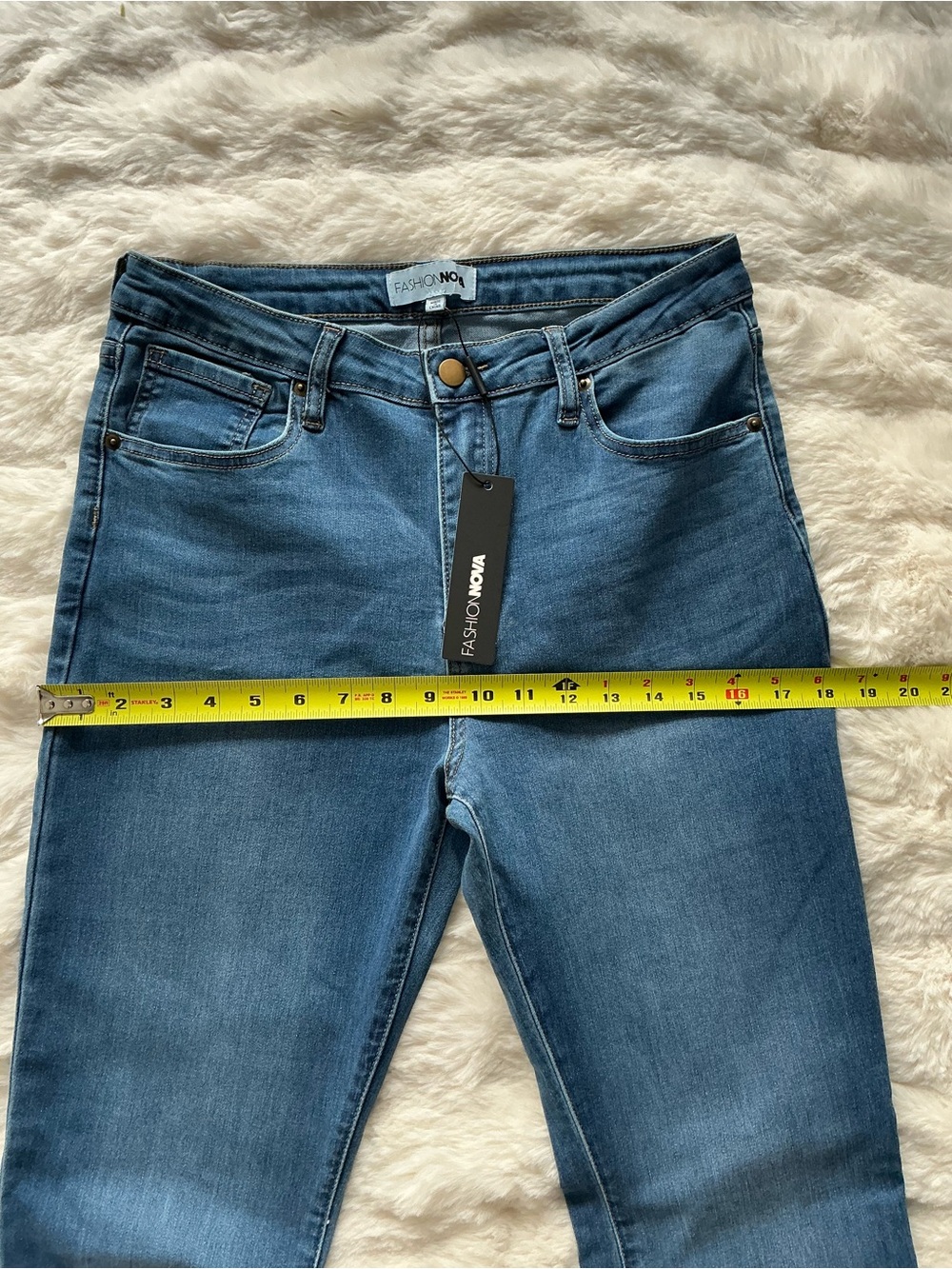 Fashion Nova Light Blue Flare Jeans - Picture 5 of 8